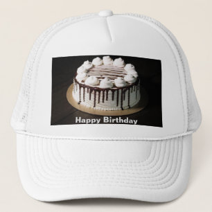 Casquette Gâteau d'anniversaire orné de morceaux blancs crém