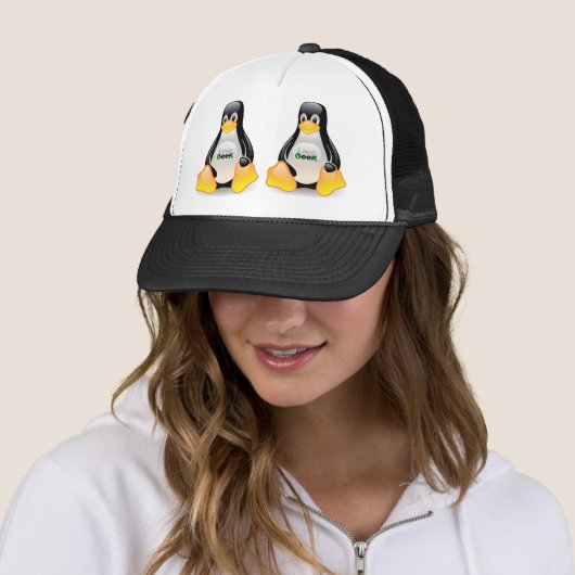 Casquette Geek de Tux Linux (En situation)