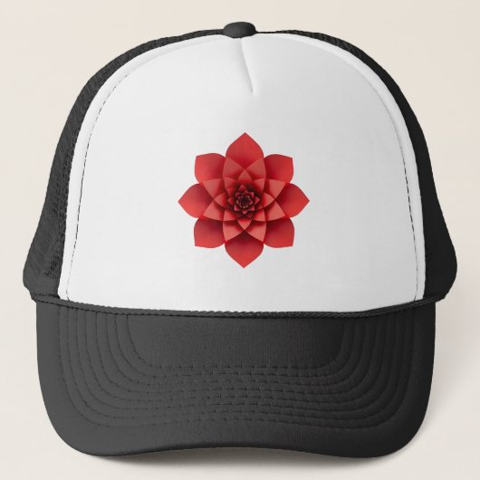 Casquette géométrique Fleur rouge (Devant)