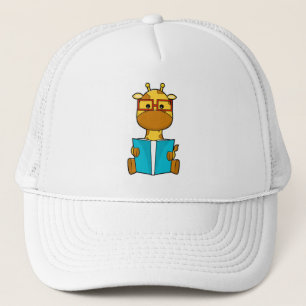 Casquette Girafe en tant qu'étudiant avec lunettes et livre