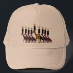 Casquette Girafe Hannukah Menorah<br><div class="desc">Illustration graphique d'un menorah de Hannukah de girafe.</div>