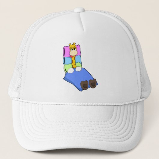 Casquette Giraffat au coucher avec couverture et Coussin (Devant)