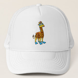 Casquette Giraffe comme plongeur avec lunettes de natation e