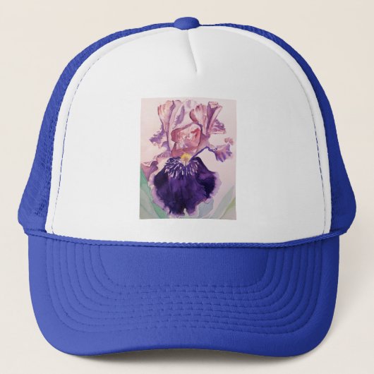 Casquette Glorioues Purple Iris Aquarelle Peinture (Devant)