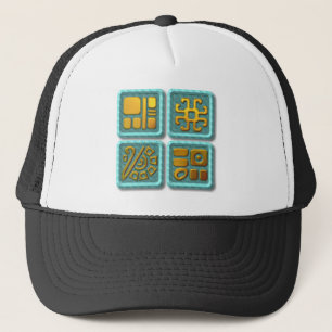 Casquette Glyphes mayas-turquoise