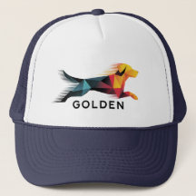 Golden retriever poligonal en amarillo y azul
