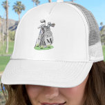 Casquette Golf Initial Monogram<br><div class="desc">This all white hat features a stylish gray watercolor golf bag filled with clubs, sitting on a patch of green grass. The design includes a simple serif initial monogram placed right on the bag, making it feel like a natural part of the artwork. The letter is shown in a dark...</div>