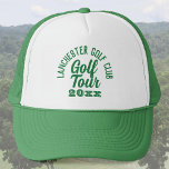 Casquette Golfers Golf Tour Trucker Chapeau<br><div class="desc">Golfers Golf Tour Casquette. Un casquette pour les golfeurs en circuit. Casquette de golf avec parcours de golf et année du circuit. Texte vert.</div>
