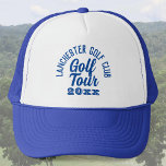 Casquette Golfers Golf Tour Trucker Chapeau<br><div class="desc">Golfers Golf Tour Casquette. Un casquette pour les golfeurs en circuit. Casquette de golf avec parcours de golf et année du circuit. Texte bleu.</div>