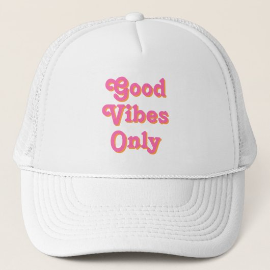 Casquette Good Vibes Uniquement rose orange blanc (Devant)