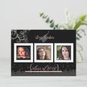 Casquette + Gown + Swirls Graduation Invitation /  (Debout devant)