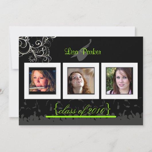 Casquette + Gown + Swirls Graduation Invitation / (Devant)