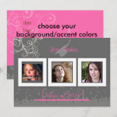 Casquette + Gown + Swirls Graduation Invitation /  (Devant / Derrière)