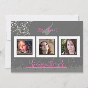 Casquette + Gown + Swirls Graduation Invitation /