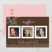 Casquette + Gown + Swirls Graduation Invitation /  (Devant / Derrière)