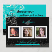 Casquette + Gown + Swirls Graduation Invitation /  (Devant / Derrière)