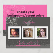 Casquette + Gown + Swirls Graduation Invitation / (Devant / Derrière)