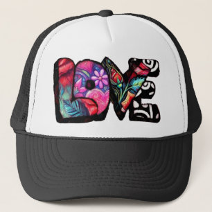 Casquette Graffiti Abstrait Love Word Valentine Floral Rose