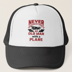 Casquette Grand-père Pilote Vieux homme avec avion