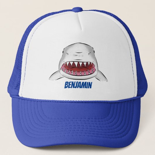 Casquette Grand requin blanc moyen dessin animé (Devant)