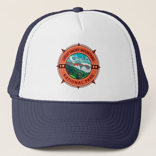 Casquette Grand Smoky Mountains Parc national Retro Compass (Devant)