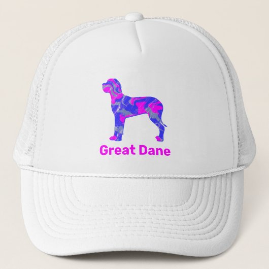 Casquette Grande Dane Chien Silhouette Hot Rose & Blue (Devant)