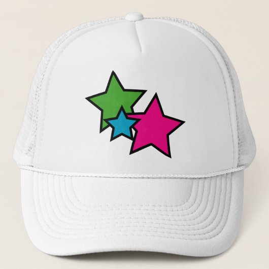Casquette Graphisme d'art pop néon rétro étoiles (Devant)