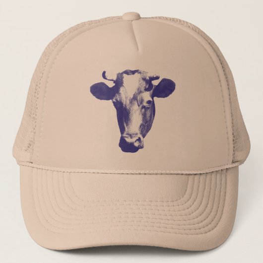 Casquette Graphisme de vache en pop art violet (Devant)