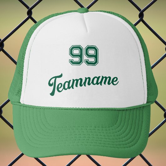 Casquette Green Baseball Custom Player Numéro et nom de l'éq