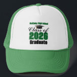 Casquette Green Class of 2026 Graduation Custom<br><div class="desc">Customize your own green high school Class of 2026 graduate hat for a graduation party. Cool varsity letters for the year on a great custom commemorative gift for seniors. Classic keepsake with your student photograph.</div>