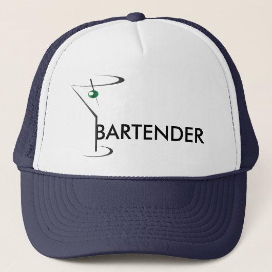 Casquette Green Olive Martini Glass Bartender (Devant)