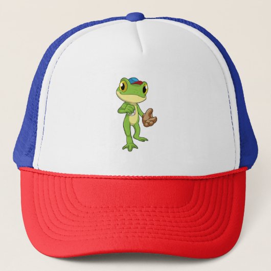 Casquette Grenouille au baseball avec gant de baseball (Devant)