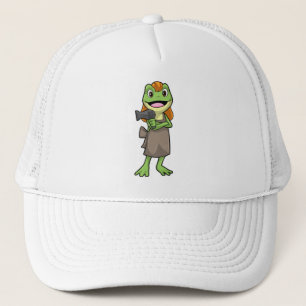 Casquette Grenouille en coiffeur avec sèche-cheveux