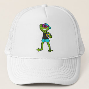 Casquette Grenouille en tant que joueur de volleyball avec v