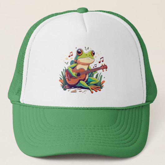 Casquette Grenouille Jouée avec Banjo - Cute Musical Amphibi (Devant)