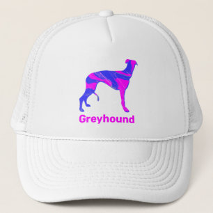 Casquette Greyhound / Lurcher Chien Silhouette Hot Rose & Bl