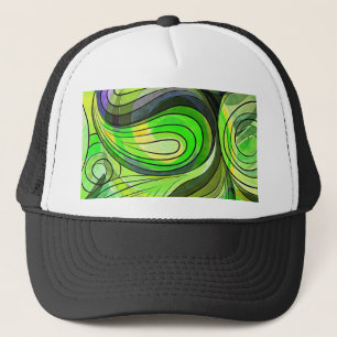 Casquette Gribouillis vert pomme avec lignes noires