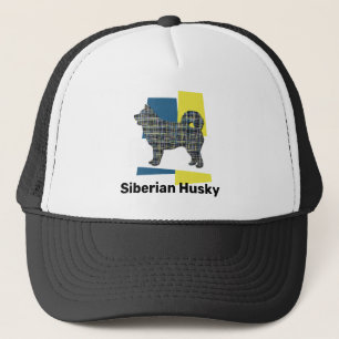 Casquette Grille de tricolore Silhouette Husky Sibérien