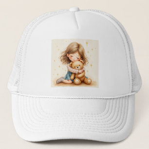 Casquette Gros câlins - Jolie fille serrant l'ours en peluch