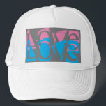 Casquette grunge coloré LOVE lettrage |<br><div class="desc">couleur grunge bleu et rose LOVE lettering,  amusant et sauvage sur un arrière - plan carré gris.</div>