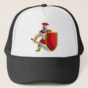Casquette Guerrier antique avec épée et bouclier dans un cas