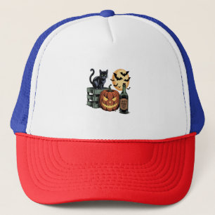 Casquette Halloween de la bière de chat citrouille