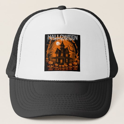 CASQUETTE HALLOWEEN EFFRAYANT HAUNTED HOUSE SKULLS (Devant)