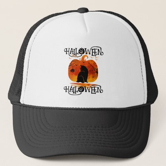 CASQUETTE HALLOWEEN HALLOWEEN CHAT CITROUILLE NOIR (Devant)