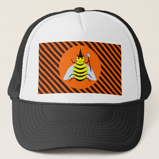 Casquette Halloween Magic Bee Witch Orange et Black Stripes (Devant)