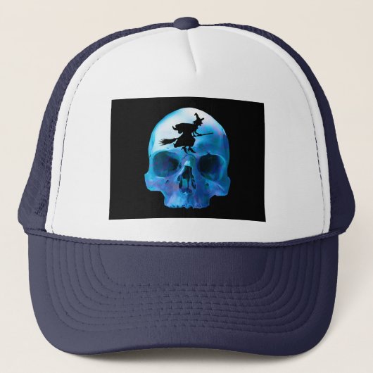 Casquette Halloween sorcière et crâne (Devant)