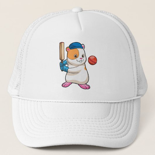 Casquette Hamster au cricket avec batte de cricket & Casquet (Devant)