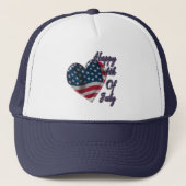 Casquette Happy 4 juillet USA Flag Heart (Devant)