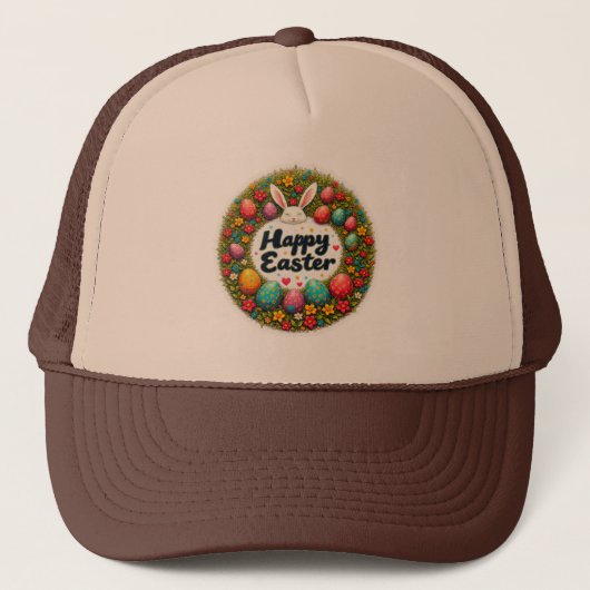 Casquette Happy Easter – Spring Floral Circle boné (Devant)