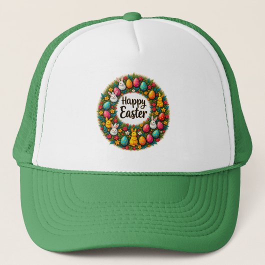 Casquette Happy Easter Wreath – Bunny & Eggs boné (Devant)